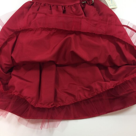Marmellata Girl's Red Dress Rosette Tulle Underlay Fancy Party Holiday Size 4T - Picture 10 of 16